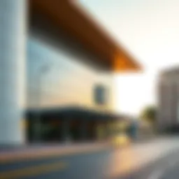 Exterior view of the Dubai Media City Metro Station showcasing modern architecture