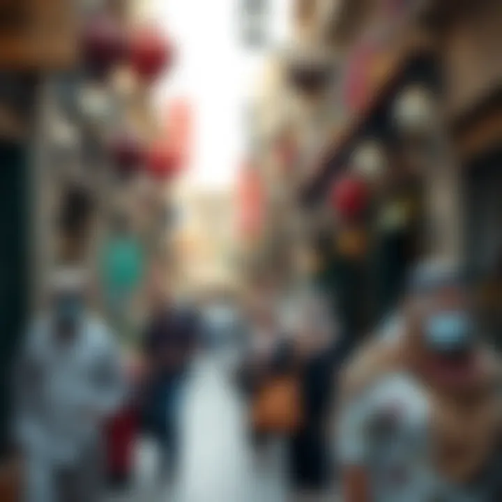 Tourists engaging in traditional shopping experiences