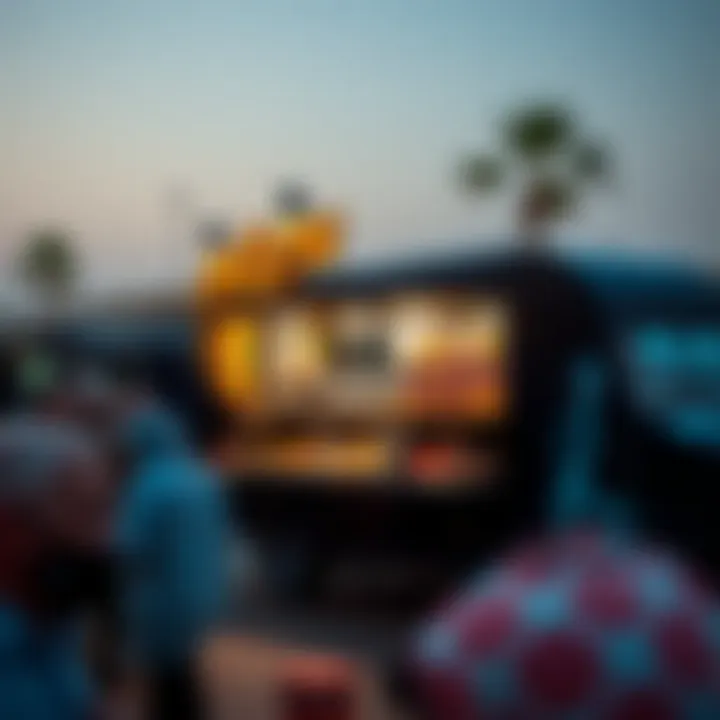A vibrant food truck event with diverse food options