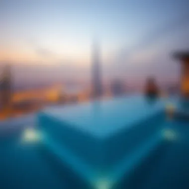 An impressive rooftop infinity pool with panoramic views of Dubai