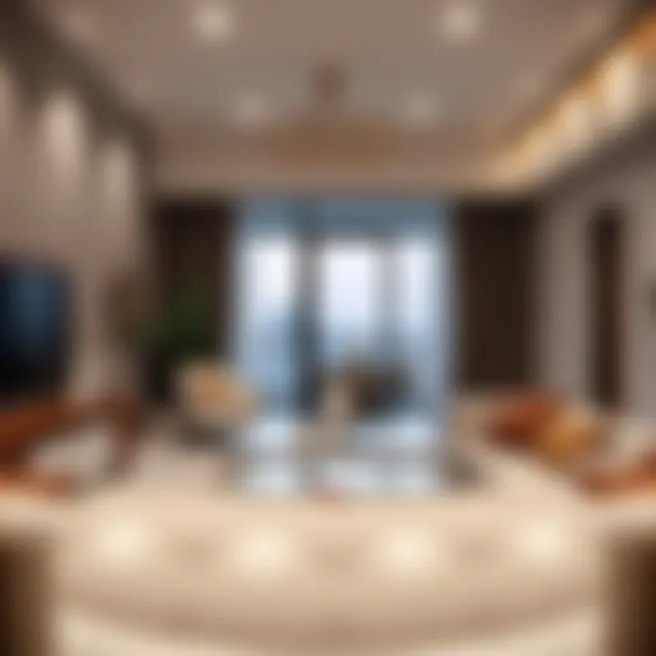 Modern interior of a Sayyah Residence apartment highlighting contemporary living