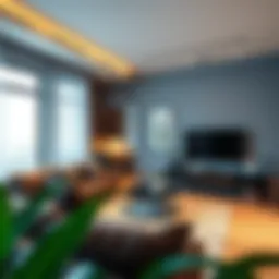 Modern studio flat interior design in Karama