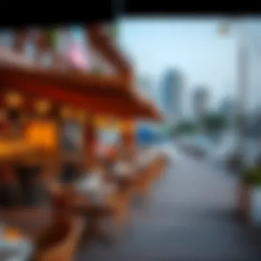 Diverse dining options along the marina promenade