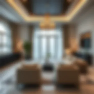 Spacious living room inside a villa