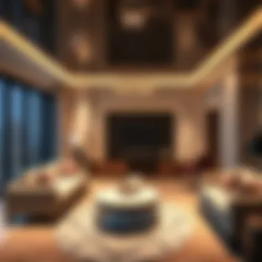 Interior shot of a luxury apartment in Falcon Tower highlighting modern amenities