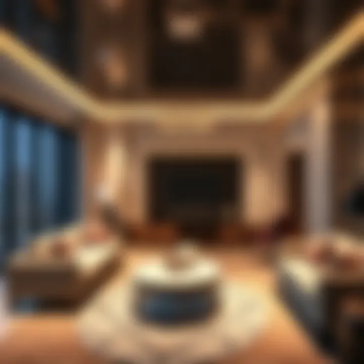 Interior shot of a luxury apartment in Falcon Tower highlighting modern amenities