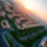 Aerial view of Jumeirah Village Circle showcasing its layout.
