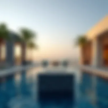 Modern swimming pool with fitness-focused design