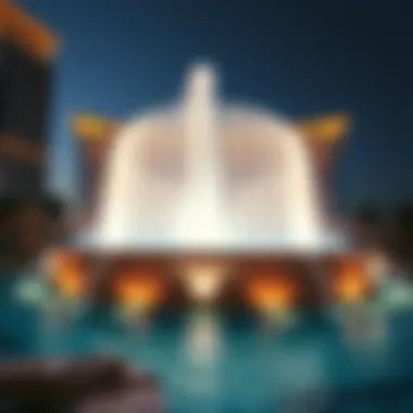 Daytime view of the Dubai Fountain with surrounding architecture