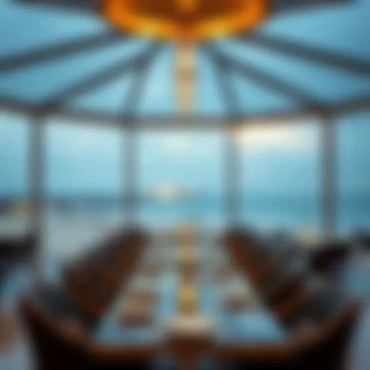 An elegant dining setup overlooking the beach