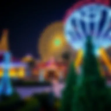 Night view of Global Village with illuminated attractions