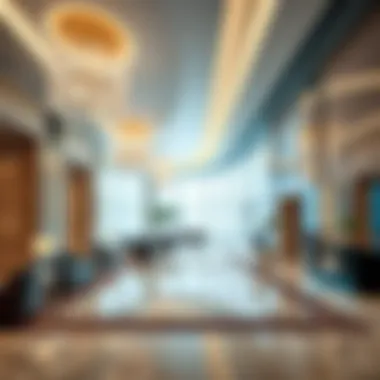 Luxurious interior lobby of I Rise Tower emphasizing design sophistication