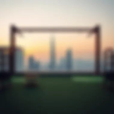 Outdoor fitness area with stunning city views