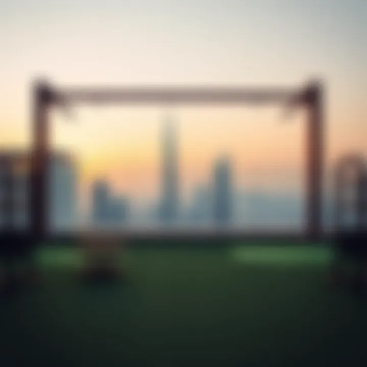 Outdoor fitness area with stunning city views