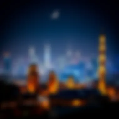 City Skyline Illuminated at Night City skyline illuminated during Ramadan nights