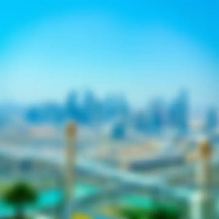 Panoramic view of Dubai skyline from La Fontana's terrace