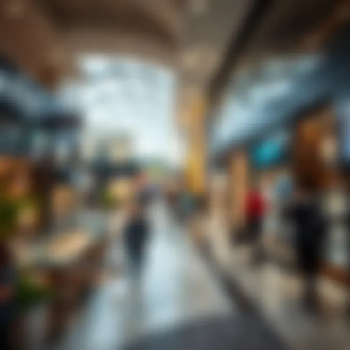 Interior shot of retail spaces within Markaz Al Ain Zayed bustling with activity