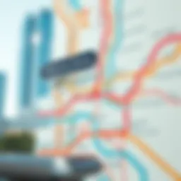 Dubai Metro map showing various zones
