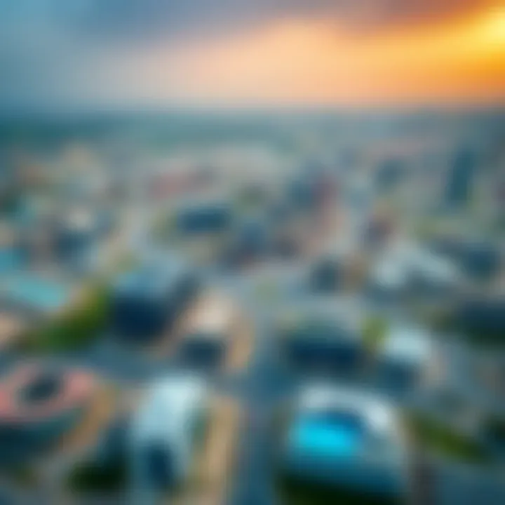 Aerial Perspective of Motor City's Modern Landscape Aerial view of Motor City showcasing modern development