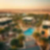 Aerial view of Nakhla Dubai showcasing its lush palm trees