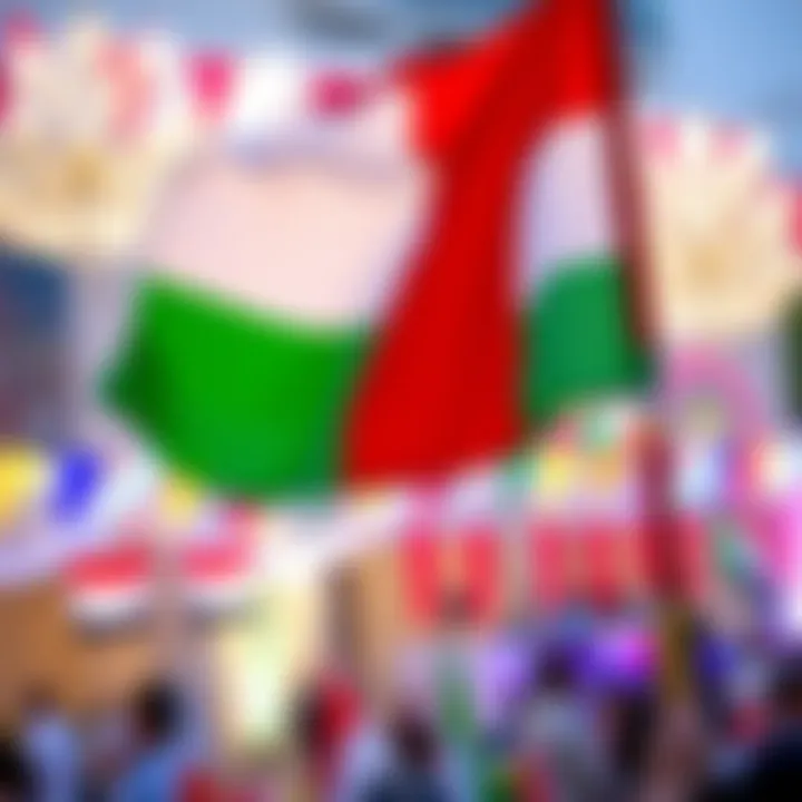 The UAE flag proudly displayed amidst a festive backdrop