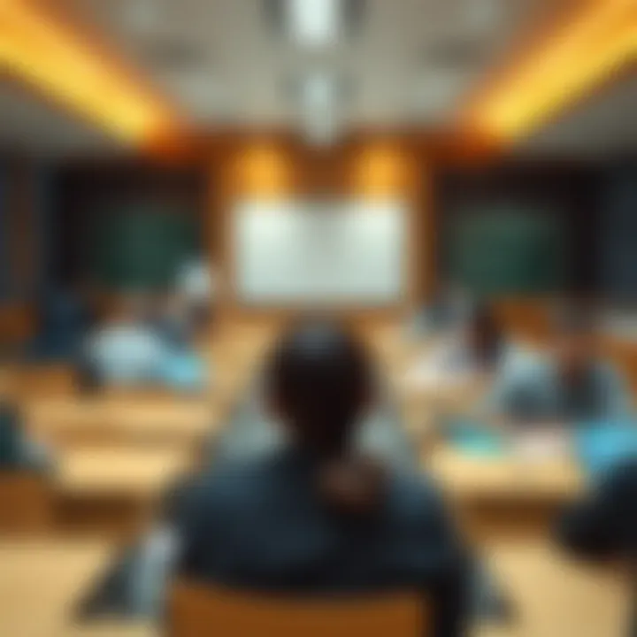 A diverse classroom setting showcasing various educational courses.