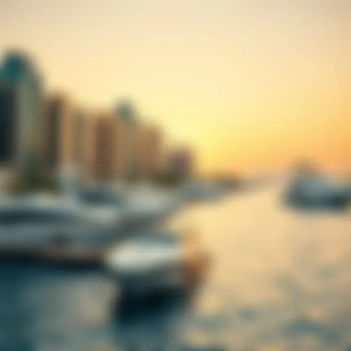 Dazzling waterfront view of Dubai with yachts