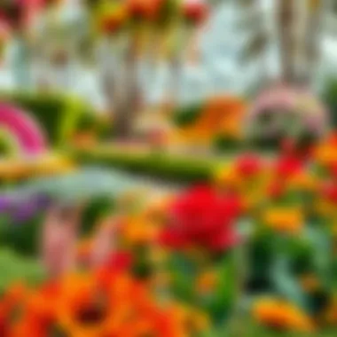 Stunning Floral Displays in Miracle Garden Vibrant flower arrangements at Dubai's Miracle Garden