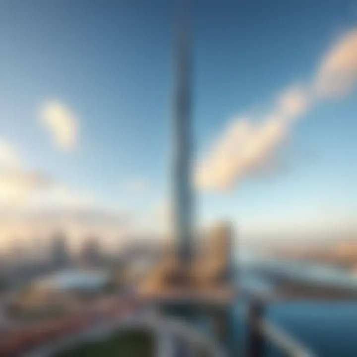 A panoramic view showcasing Oxford Tower in the context of Dubai