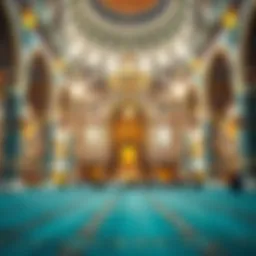 Interior view of a mosque during Friday prayers