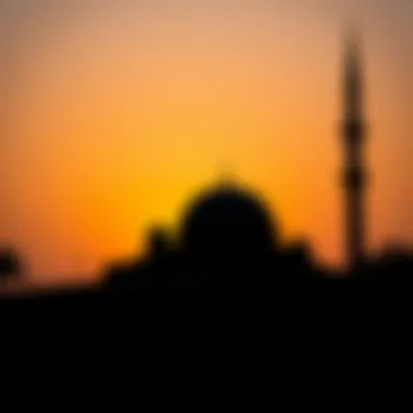 Mosque Silhouette at Sunset Mosque silhouette against a sunset in Dubai
