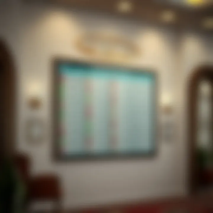 Prayer timing schedule displayed in Dubai