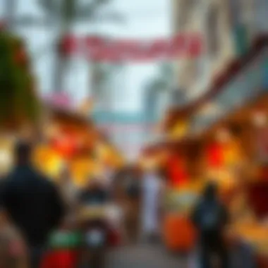 Vibrant market scene during a public holiday