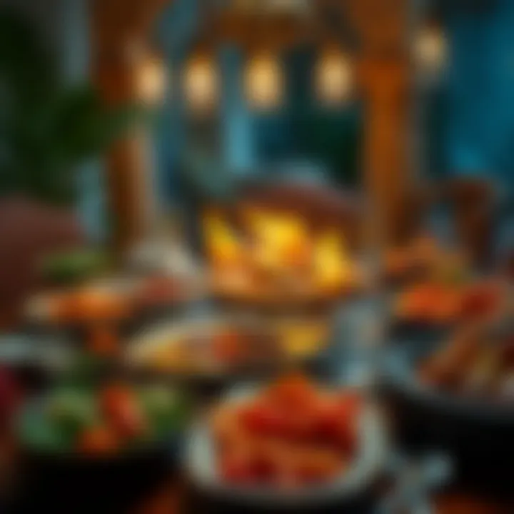 Iftar feast with traditional dishes