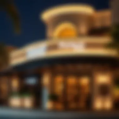 Exterior view of مطعم شمشيري highlighting its architectural design.