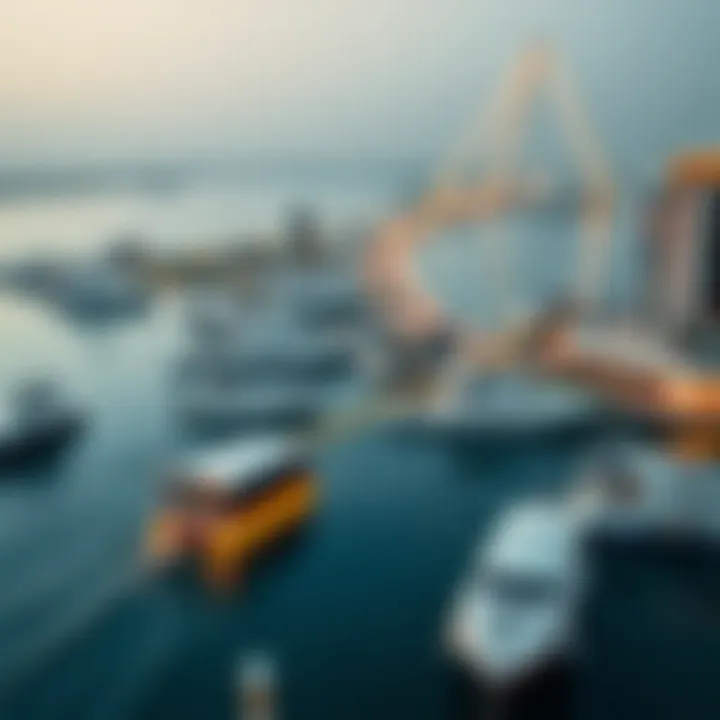 Map highlighting RTA Marina Water Taxi routes across Dubai