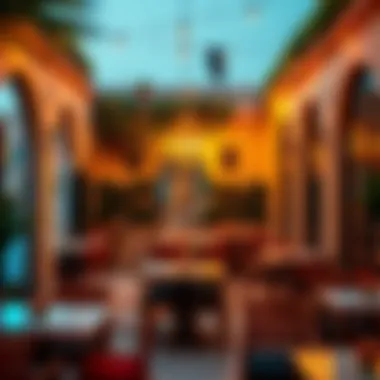 An inviting outdoor seating area at a shisha cafe, perfect for social gatherings.