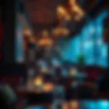 A cozy shisha cafe setting with colorful decor