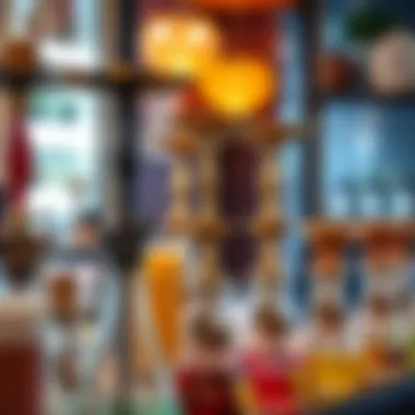 A selection of shisha flavors on display, illustrating the diversity available in cafes.