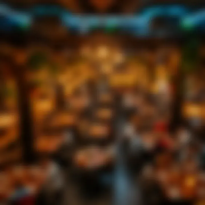 An aerial view of a bustling dining area at Sultan Charcoal Grill filled with satisfied diners