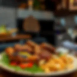 A beautifully plated array of grilled meats and vegetables at Sultan Charcoal Grill