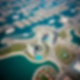 Aerial view of Yas Island showcasing its green spaces and urban design.