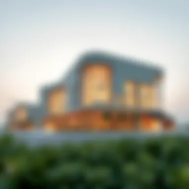 Innovative Architecture Emphasizing Sustainability Innovative architectural design highlighting sustainability features.