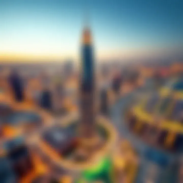 Aerial view of Tecom highlighting the I Rise Tower in the skyline