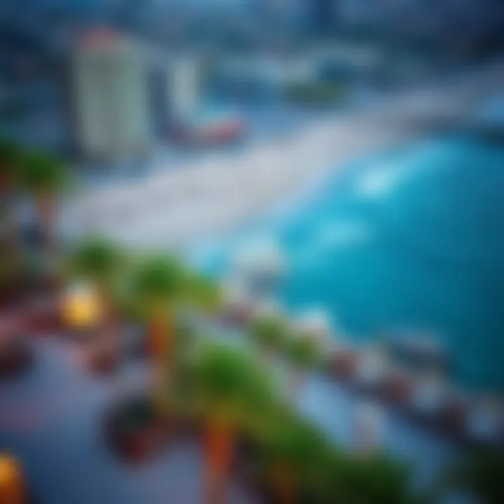 Aerial shot of JBR highlighting beachfront dining options