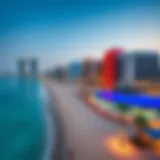 Panoramic view of JBR beach showcasing luxury hotels and vibrant atmosphere