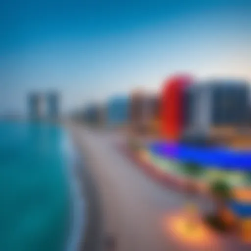 Panoramic view of JBR beach showcasing luxury hotels and vibrant atmosphere