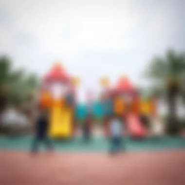 Children playing on an innovative playground in a Dubai park