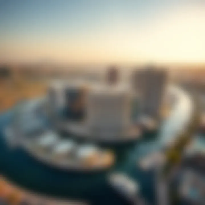 A stunning aerial view of the Canal Crown showcasing its modern architectural design