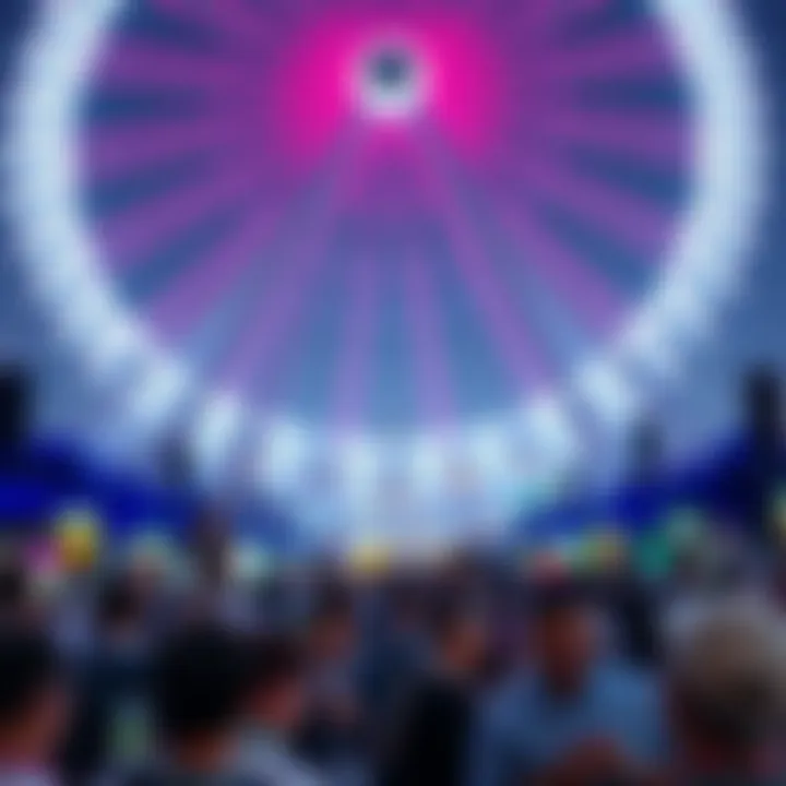 Urban Tourism at the Dubai Wheel Crowds enjoying the Dubai Wheel as a part of urban tourism